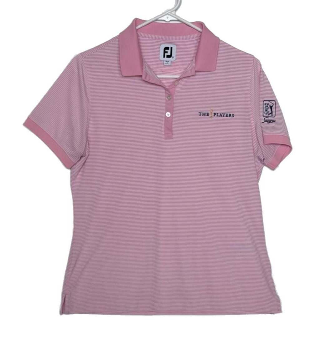 FootJoy The Players Championship Pink Striped Golf Polo Shirt Women’s Size M